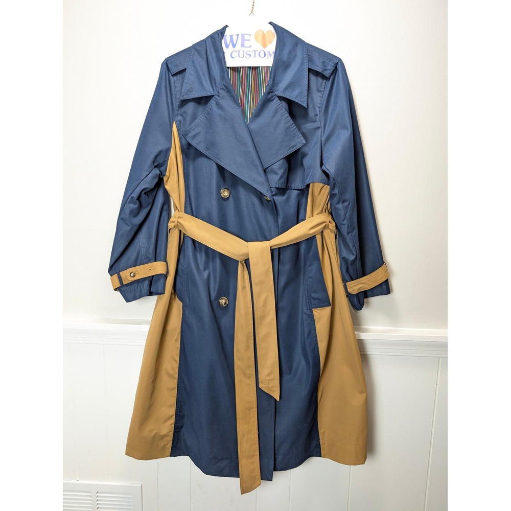 La Ligne x Target Women Rain Trench Coat Navy Blue Tan Colorblock Size 1X